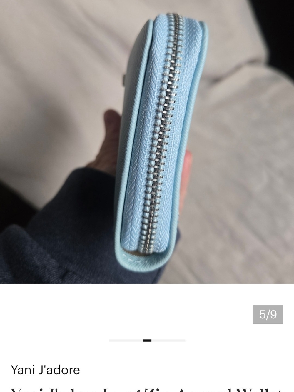 Yani J'adore Light Blue Zip Wallet & Matching Card Case - Picture 3 of 9